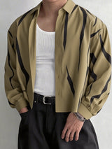 Men's Irregular Stripe Print Long Sleeve Shirt SKUL27285