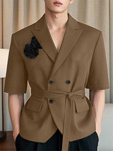 Mens 3D Flower Patchwork Short Sleeve Blazer SKUL02050