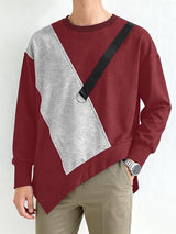 Men's Asymmetric Hem Contrast Long Sleeve Sweatshirt SKUL48662