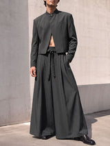 Men's Avant-Garde Zen Cropped Mandarin Collar Two Pieces Outfit SKUL77982