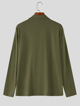Men's Romantic Avant-Garde Double-Breasted Plunge Muscle-Fit Long Sleeve Shirt SKUL77303