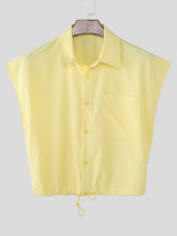 Men's Striped Tie Cropped Sleeveless Shirt SKUL54620