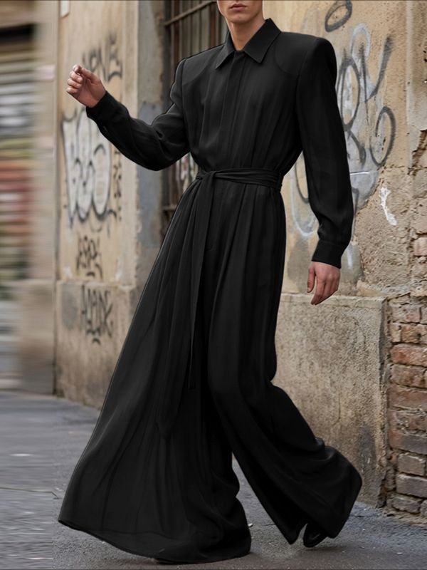 Men's Solid Color Semi Sheer Jumpsuit SKUL50098