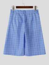 Men's Avant-Garde Plaid Wide-Leg Culotte Short SKUL60802