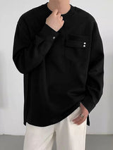 Men's Knit Pocket Crew Neck Long Sleeve T-shirt SKUL39775