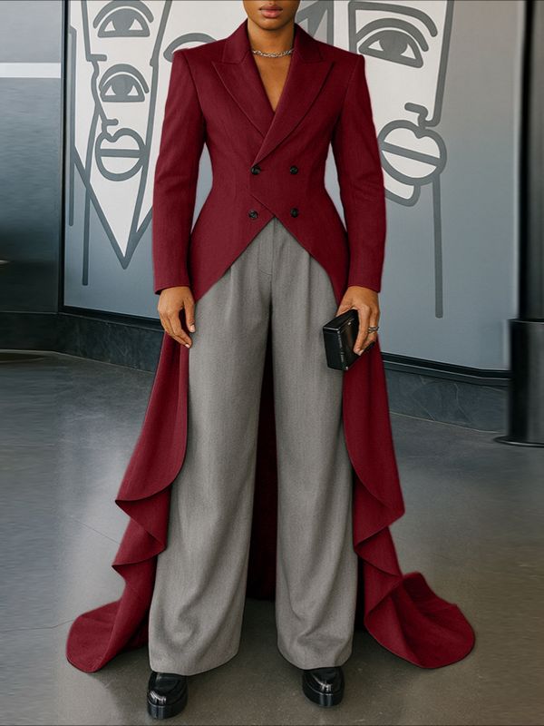 Men's Ruffled Hem Casual Long Sleeve Blazer SKUL32802