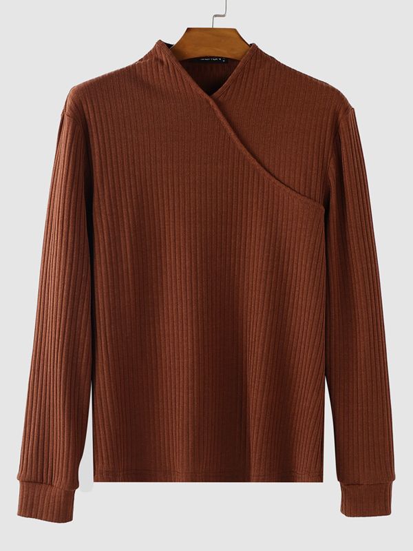Men's Solid Color Knitted Long Sleeve Sweater SKUL39024