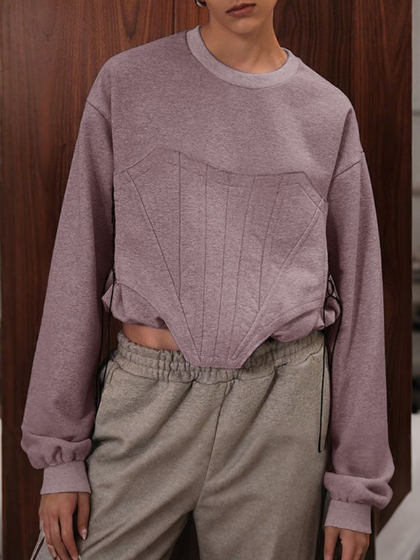 Men's Solid Color Crew Neck Long Sleeve Hoodie SKUL43697