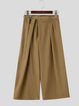 Men's Avant-Garde Pleated Layered Buckle Strap Pant SKUL59509