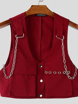 Men's Deconstructed Chain Casual Waistcoat SKUL40294