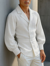 Men's Solid Color Cotton Linen Long Sleeve Shirt SKUL28105