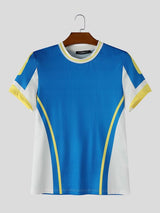 Men's Retro Athletic Color-Block V-Taper Muscle Fit T-shirt SKUL76700