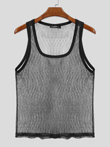 Mens Glitter Sheer Mesh Square Neck Tank SKUL14207