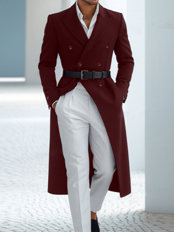 Men's Solid Color Waist-Defined Casual Coat SKUL28389