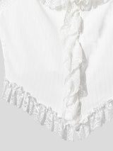 Men's Avant-Garde Lace Trim Ruffle Ribbed Knit Cropped Corset Cami Tank SKUL58763