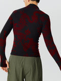 Mens Dragon Print Lace-Up Long Sleeve T-Shirt SKUK41419