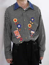 Men's Plaid Print Contrast Color Long Sleeve Shirt SKUL42675