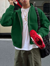 Men's Solid Color Zip Long Sleeve Hoodie SKUL36617