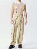 Mens Glitter Striped Patchwork Casual Cargo Overall SKUK40096