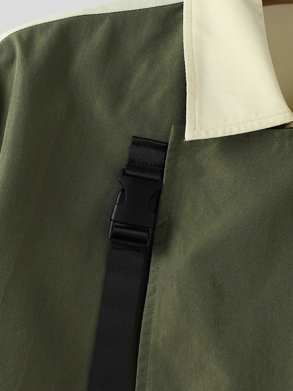 Men's Faux Two Piece Contrast Color Half Sleeve Shirt SKUL41270