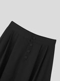 Mens Solid Button Design Loose Skirt SKUK19639