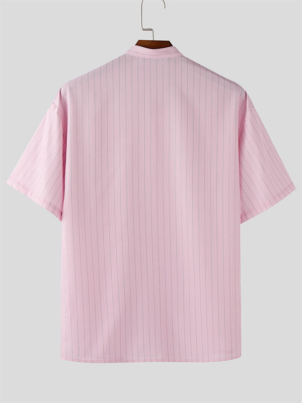 Mens Striped Casual Short Sleeve Shirt SKUL19083