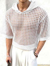 Men's Avant-Garde Geometric Open-Weave Mesh Short Sleeve T-shirt SKUL76468