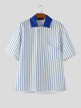 Mens Striped Loose Fit Short Sleeve Shirt SKUL16890