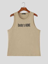 Men's Solid Color Slogan Print Casual Tank SKUL51915