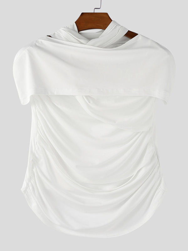 Men's Sheer Mesh Patchwork Hollow Sleeveless T-Shirt SKUL15199