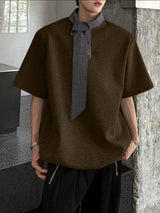 Men's Striped Ribbon Short Sleeve T-Shirt SKUL37563