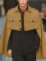 Men's Solid Deconstructed Cropped Cloak SKUL29726