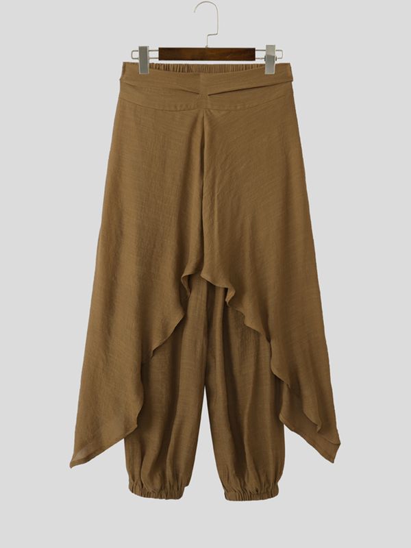 Men's Avant-Garde Asymmetric Layered Textured Harem Pant SKUL55389