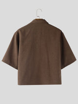 Men's Marled Button Short Sleeve Shirt SKUL55401