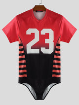 Men's Number Print Gradient Short Sleeve Bodysuit SKUL17911