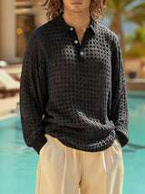 Men's Sheer Mesh Stand Collar Long Sleeve Shirt SKUL46275