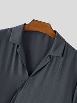 Men's Asymmetrical Placket Textured Long Sleeve Shirt SKUL46303