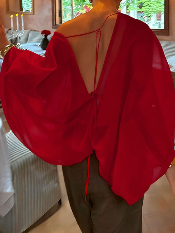 Men's Sheer Pleated Long Sleeve T Shirt SKUL35163