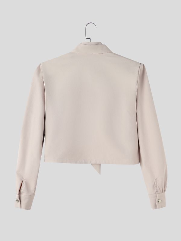 Men's Avant-Garde Runway 3D Rose Flower Applique Cascading Bow Tie Long Sleeve Waist Length Cropped Jacket SKUL81826