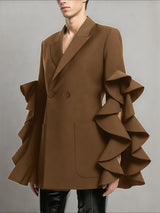 Men's Ruffled Patchwork Long Sleeve Blazer SKUL33086