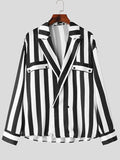 Mens Striped High Low Hem Long Sleeve Shirt SKUK52996