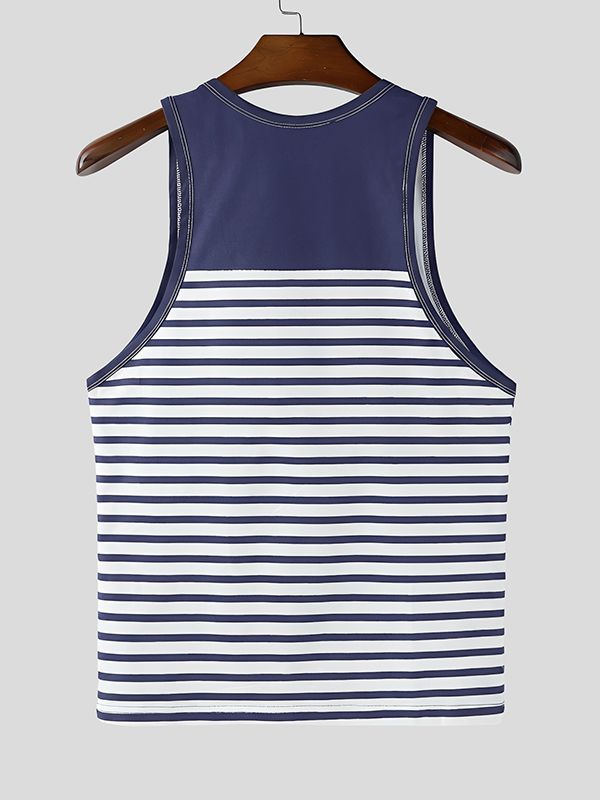 Men's Stripe Contrast Color Casual Tank SKUL47888