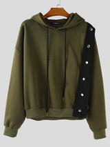 Men's Contrast Color Patchwork Button Long Sleeve Hoodie SKUL35244