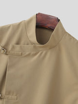 Men's Asymmetric Metal Buckle Strap Sleeveless Waistcoat SKUL61184