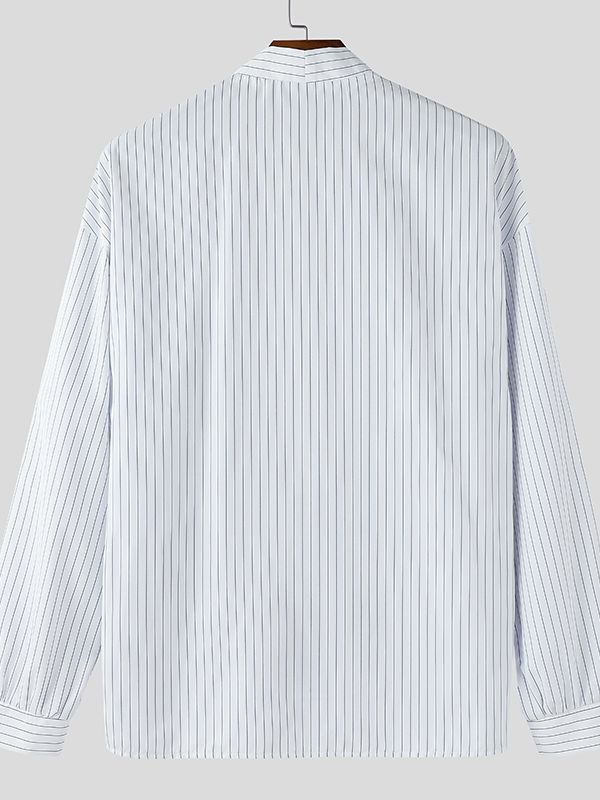 Men's Striped Colorblock Tie Long Sleeve Cardigan SKUL35249