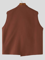 Men's Retro Oriental Style Mandarin Collar Tie-Front Asymmetrical Tank SKUL57075
