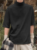 Mens Solid Half-Collar Short Sleeve T-Shirt SKUK55309
