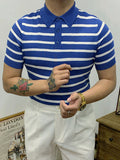 Mens Horizontal Striped Short Sleeve Golf Shirt SKUK07563
