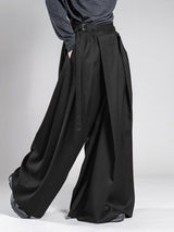 Men's Avant-Garde Pleated Layered Buckle Strap Pant SKUL59509