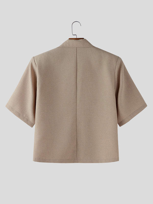 Men's Solid Color Loose Short Sleeve Shirt SKUL24795